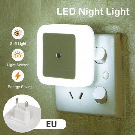 Auto On/Off Mini Squre Wall LED Night Light Bedroom Nightlight