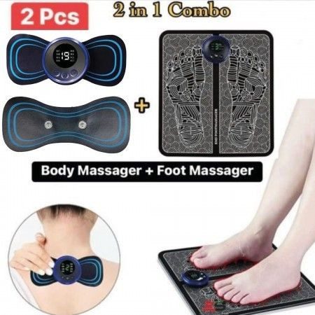 Combo Offer (EMS Foot Massager Mat + 2 pads Smart Pocket Body Massager)