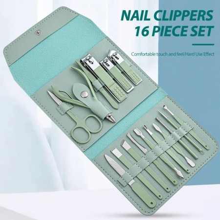 16 in 1 Premium Nail Cutter Luxury Pedicure Manicure Set (Green)