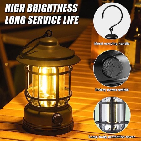 Portable Retro Camping Lamp (Black)