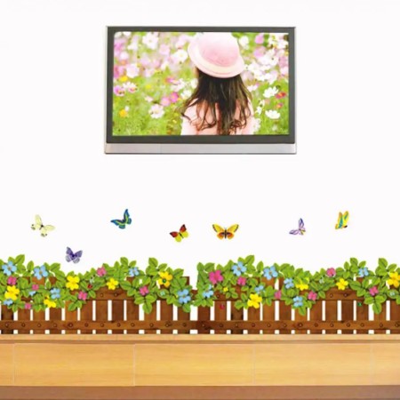 2pcs Flower Fence Wall Art Sticker (70cm*50cm)