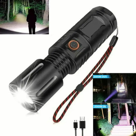 Metal Body JUMBO T40 Rechargeable Zoom LED Powerbank Flashlight