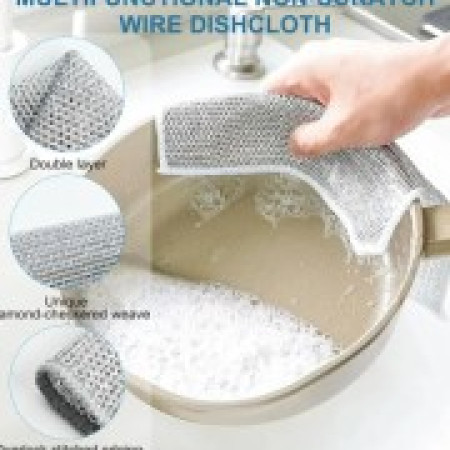 Magic Dishwashing Towel Metal Steel Wire Cleaning Rag (4pcs)