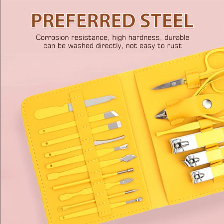 16 in 1 Premium Nail Cutter Luxury Pedicure Manicure Set (Yellow)