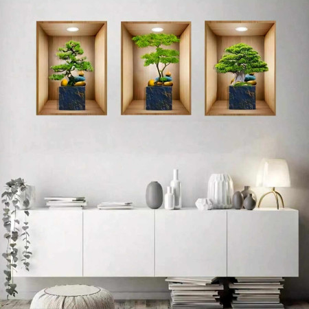 3pcs Set Artificial Tree Wall Sticker (B05)