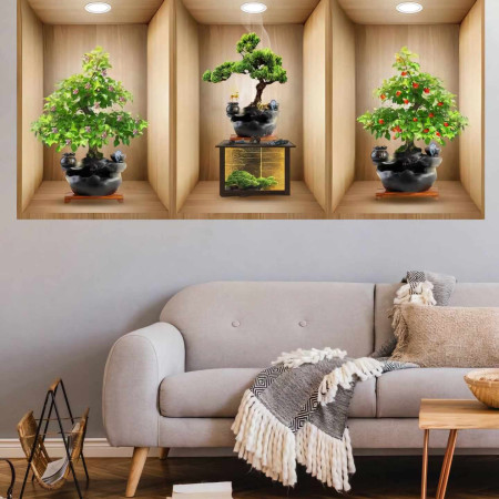 3pcs Set Artificial Tree Wall Sticker (B06)