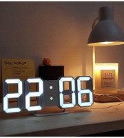 3D Digital Wall Clock LED Table Clock (White Color)