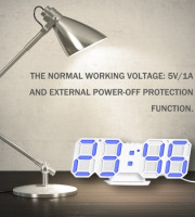 3D Digital Wall Clock LED Table Clock (Blue Color)