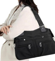 Long Capacity Lightweight Casual Shoulder Bag (BLACK)