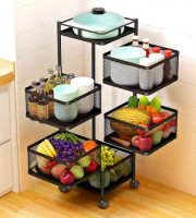 5 Layer 360 degree rotating vegetable shelf Kitchen storage rack.