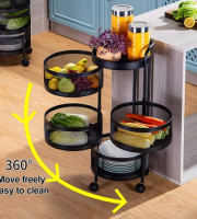 4 Layer 360 degree rotating vegetable shelf Kitchen storage rack.