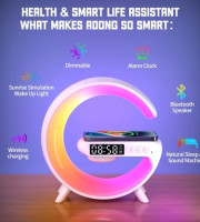 5IN1 Smart wireless Charger Table Lamp Bluetooth Speaker Alarm Clock RGB Colorful Atmosphere Lights